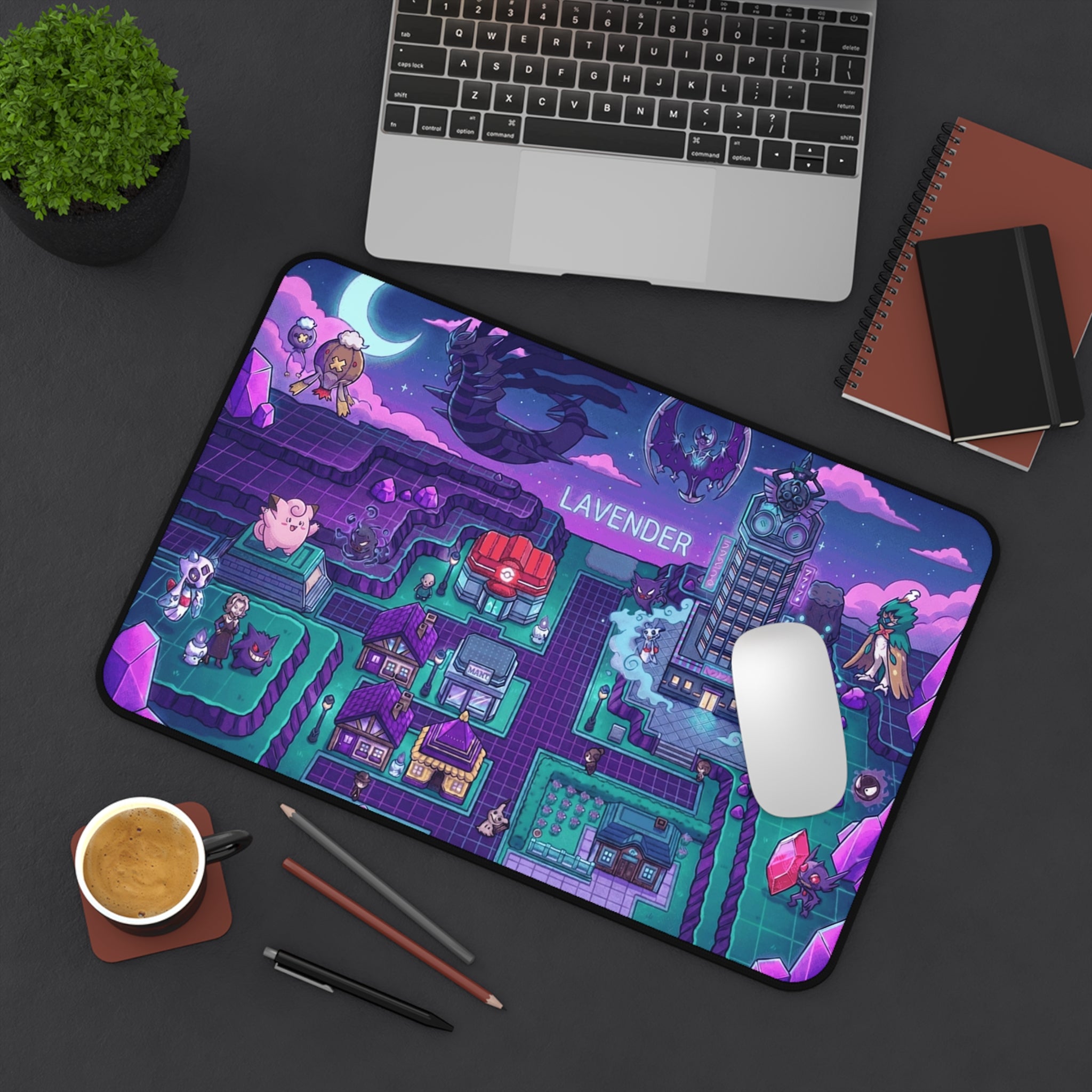 Lavender Town Pixel Art Desk Mat — Retro Gaming Desk Pad